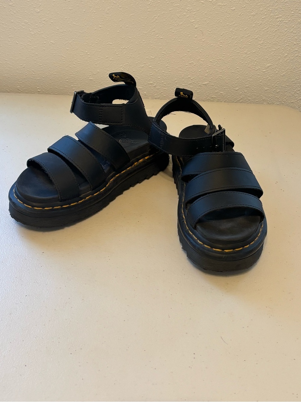 Dr. Martens Black Leather Blaire Buckle Sandals - Picture 2 of 6